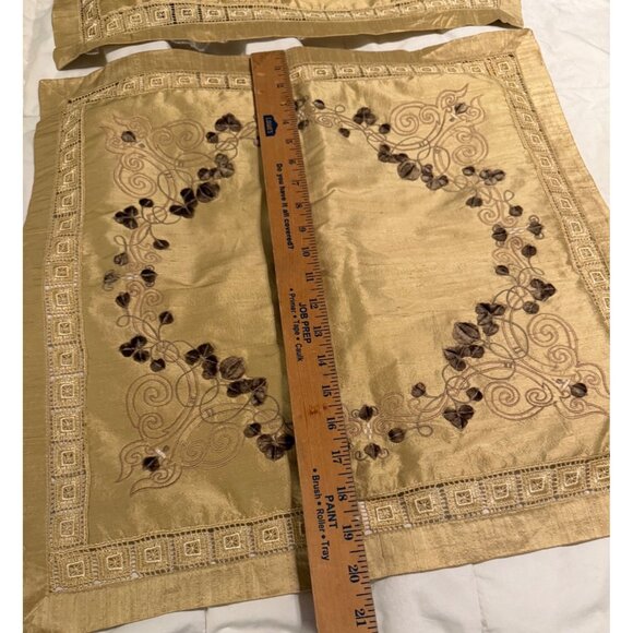 2 Vtg Textile Hand Embroidered Silk Throw Sofa Pillow Covers Crochet Trim zip - Picture 5 of 12